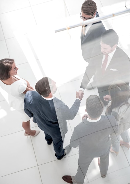 Business backgroundhandshake business men in the business center