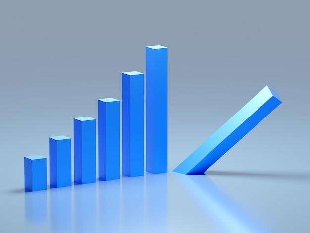 Business and bankruptcy concept. Bankrupt graph with recession