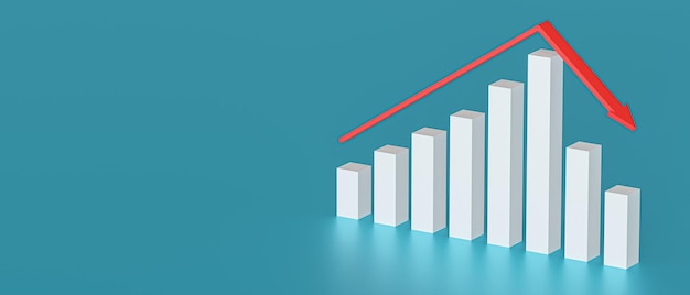 Business and bankruptcy concept Bankrupt graph with recession