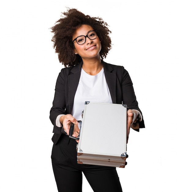 business black woman holding a briefcase