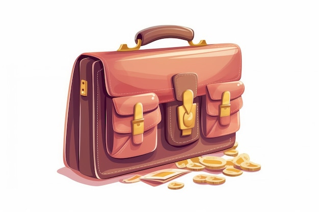 Business Briefcase in Cartoon Style on White Background AI generated