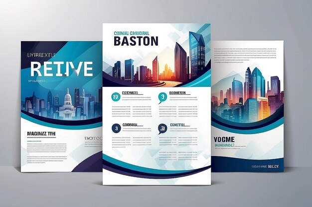 Business brochure design template Vector flyer layout blur background with elements for magazine