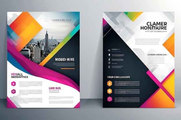 Business brochure design template Vector flyer layout blur background with elements