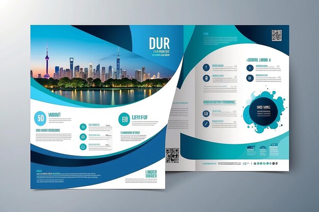 Foto modello di layout di design di brochure aziendali in formato a4 con sfocamento dello sfondo vettoriale eps10