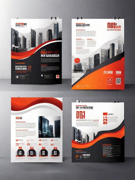 Business Brochure Template in Tri Fold Layout Corporate Design Leaflet with replacable image