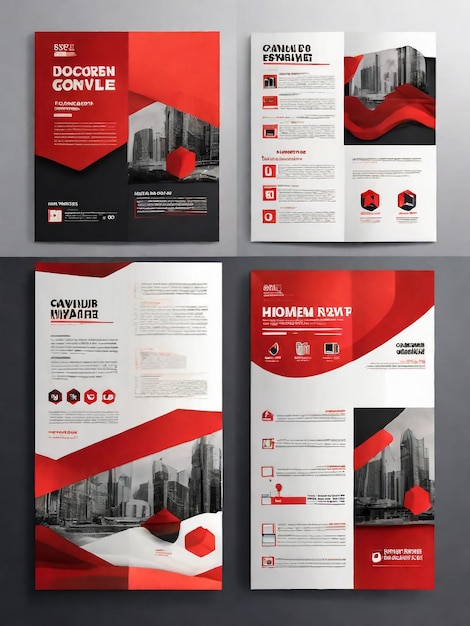 Photo business brochure template in tri fold layout corporate design leaflet with replacable image