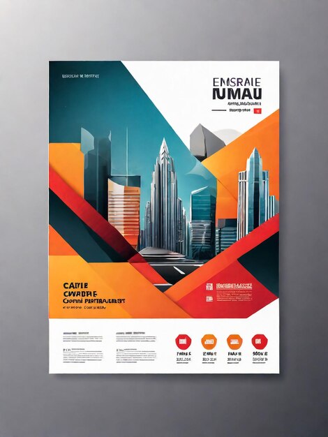 Photo business brochure template in tri fold layout corporate design leaflet with replacable image