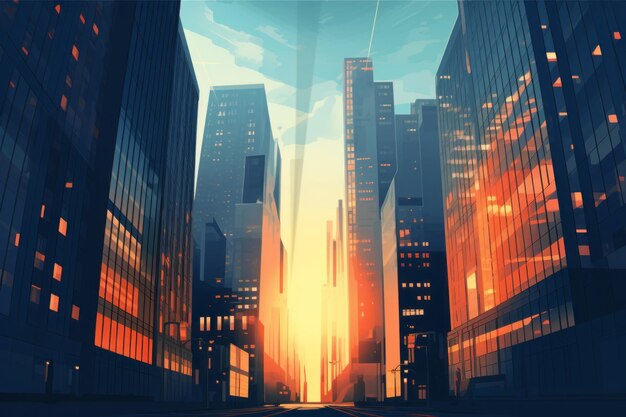 Photo business buildings skyscrappers vector beautiful illustration picture generative ai