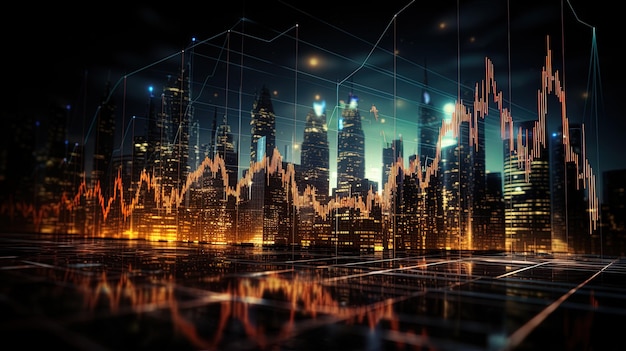 Business candle stick graph chart of stock market investment trading on digital background design