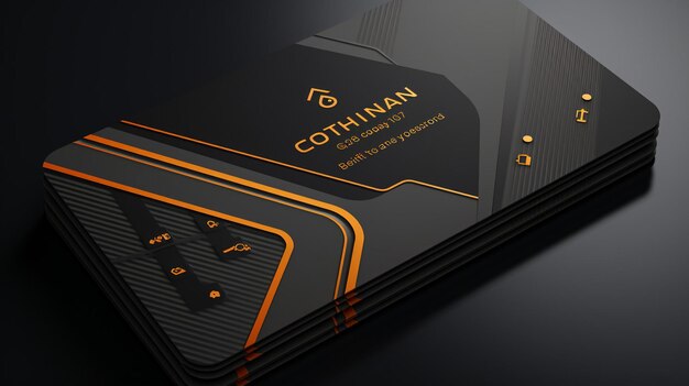 Photo business card in black orange style