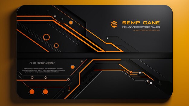 Photo business card in black orange style