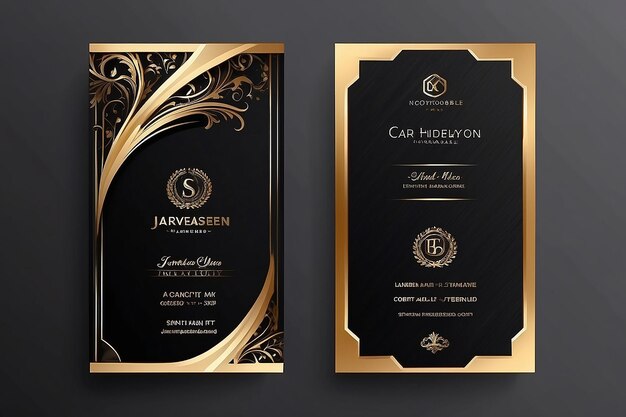 Business Card Dark Gold and White Vertical Card Name Vertical Luxury Editable Business Card Template