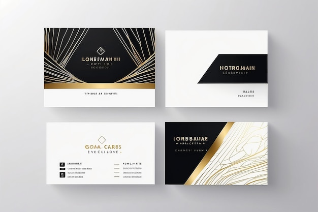 Photo business card design with minimalist and elegant design abstract gold line