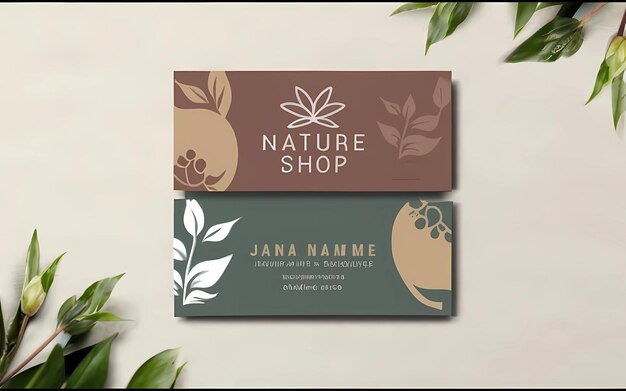 Photo the business card for a nature shop
