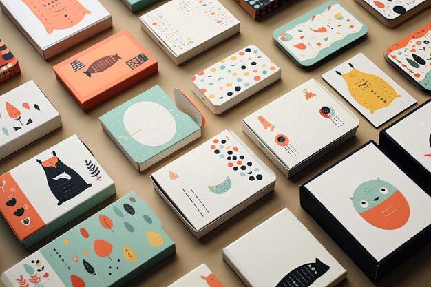 Photo business card and packaging mock up design with whimsical and memorable elements