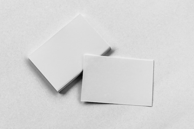 business card stack on paper white background