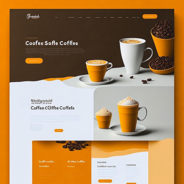 Photo business card template with coffee landing page design website