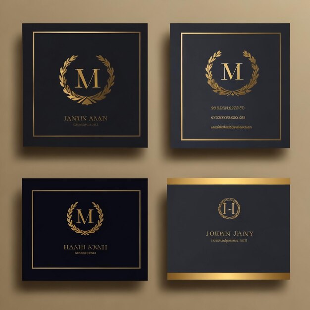 Photo business card templates elegant luxury dark geometric decor