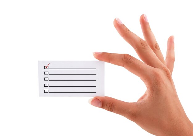 Business card with checkbox