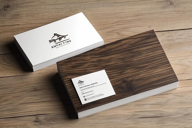 Photo business card on wood