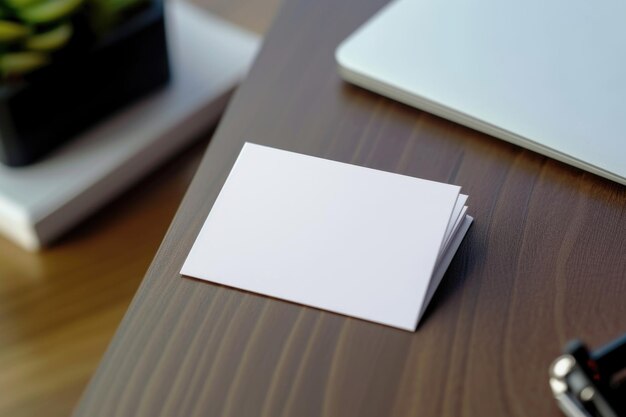 Business card on a wooden table in the office