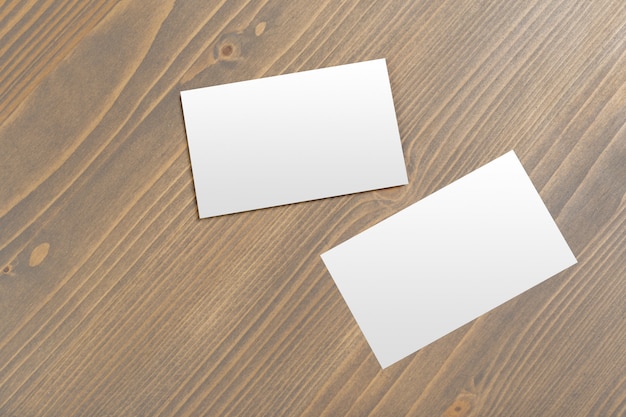 Business card on wooden table