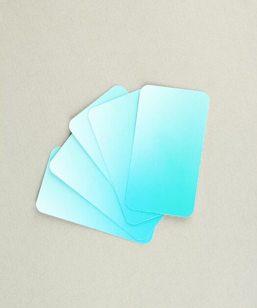 Business cards on color background