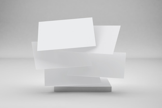 Business Cards Floating In White Background