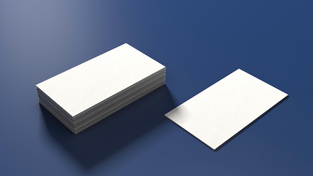 Business cards mockup template for text on a blue background 3d render