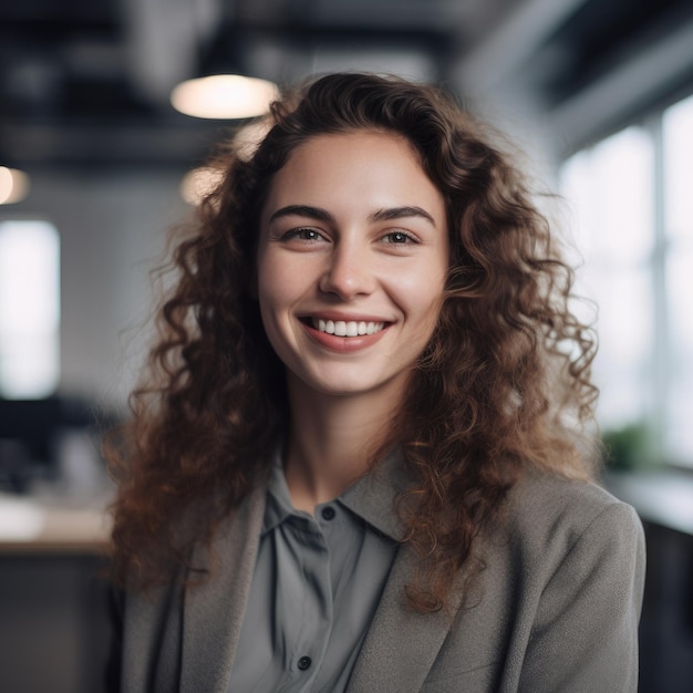 Business Casual vrouw die lacht in een kantoor