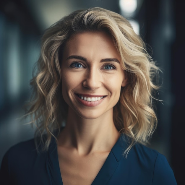 Business Casual Woman Smiling in an Office