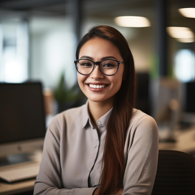 Business Casual Woman Smiling in an Office