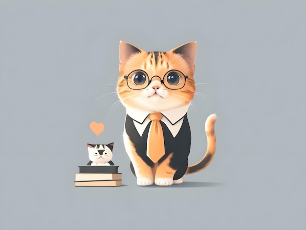 Photo business cat illustration cute minimal aigenerated