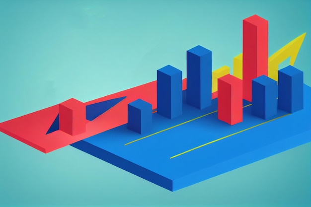 Business chart 3d arrow on growth finance background with successful financial Data money trading cocept