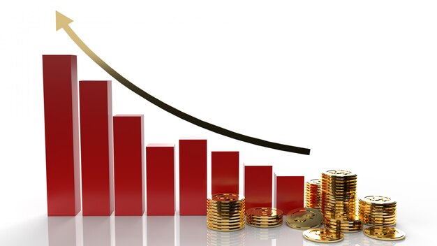 Business chart and gold coins