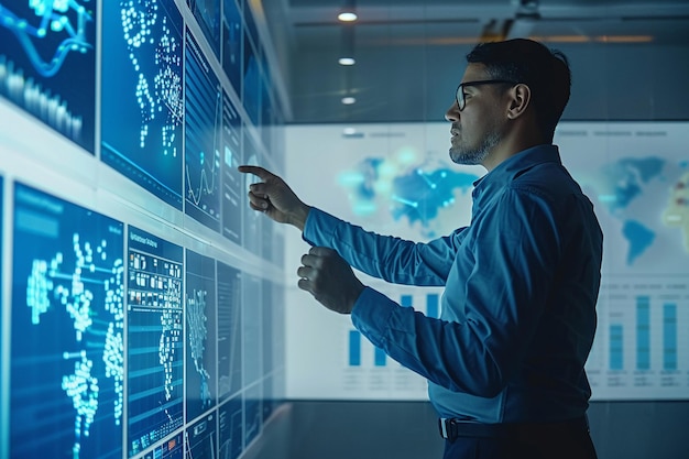 business charts and graphs displayed on screens and whiteboards showcase datadriven decisionmaking and strategic planning