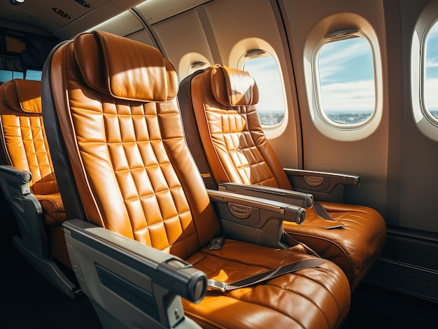 Business class passagiersstoelen in de cabine Generatieve AI