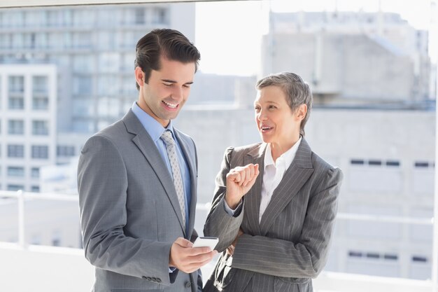 Business colleagues having conversation