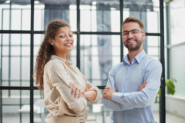 Business colleagues having meeting together at office