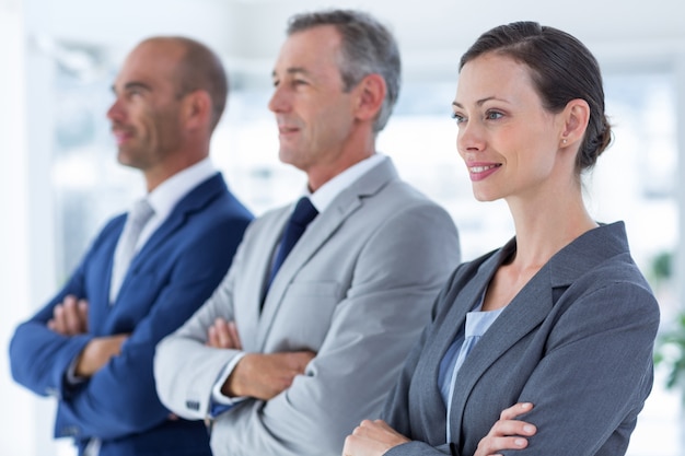 Business colleagues looking at camera