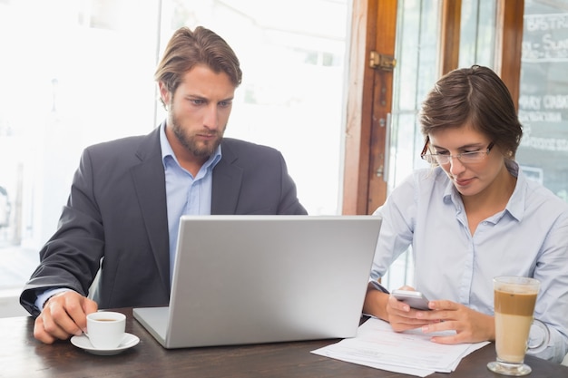 Business colleagues working on their break