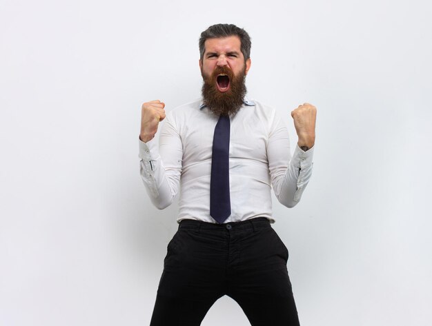 Business concept, excited emotions. Great News. Portrait of excited man gesturing.