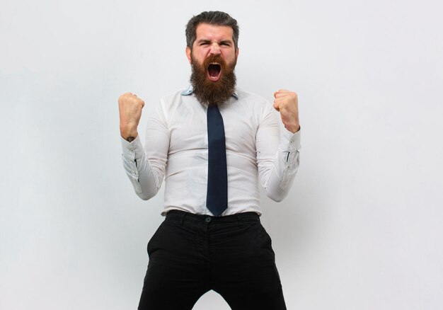 Business concept excited emotions great news portrait of excited man gesturing