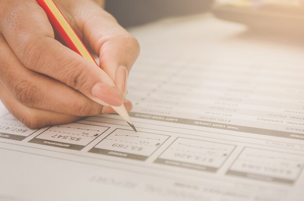 Business concept of financial and accounting with paper sheet of planning data.