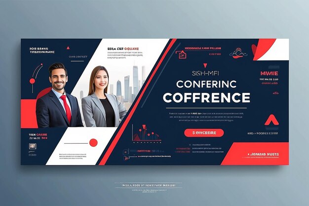 Photo business conference banner template design for webinar marketing online class program etc