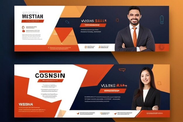 Foto progettazione di modelli di banner per conferenze aziendali per webinar, marketing, programma di lezioni online, ecc.
