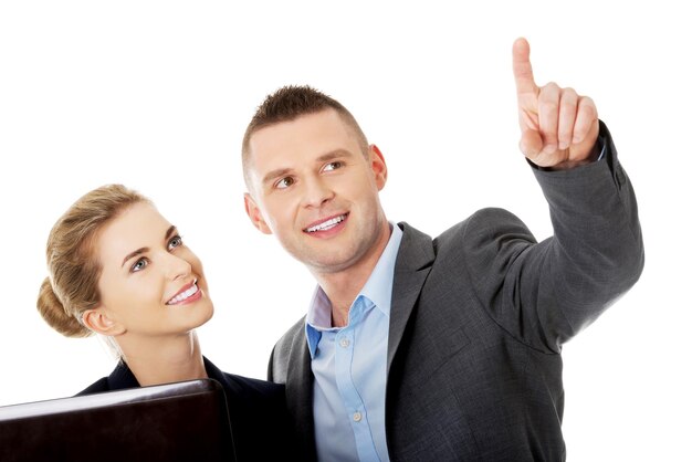 Photo business couple against white background