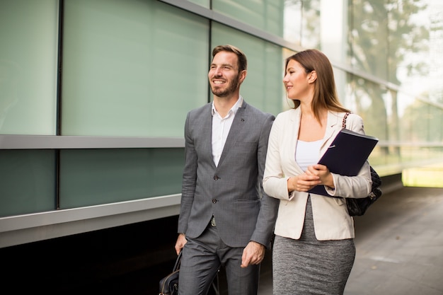 Business couple outdoor