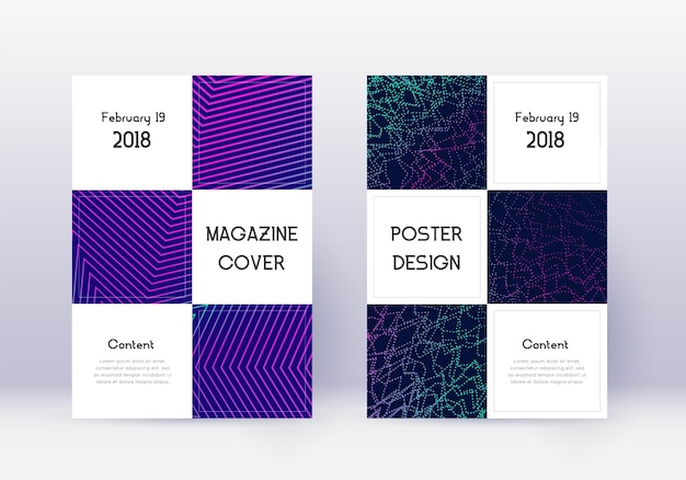 Photo business cover design template set neon abstract