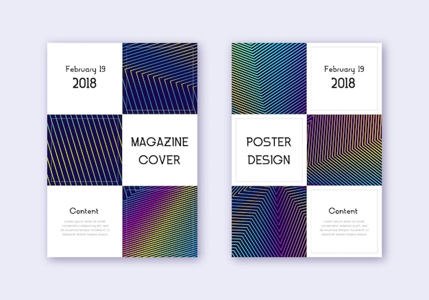 Business cover design template set Rainbow abstra